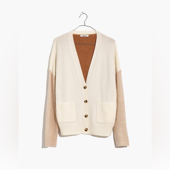 MADEWELL Short Kent Ex-Boyfriend Cardigan Sweater in Colorblock Size S - Picture 2 of 7